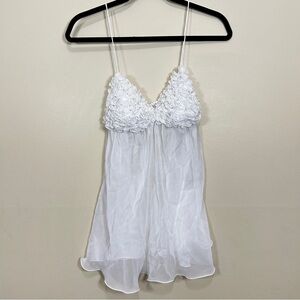 La Senza vintage babydoll lace sheer mini dress - White Nightie Sz L